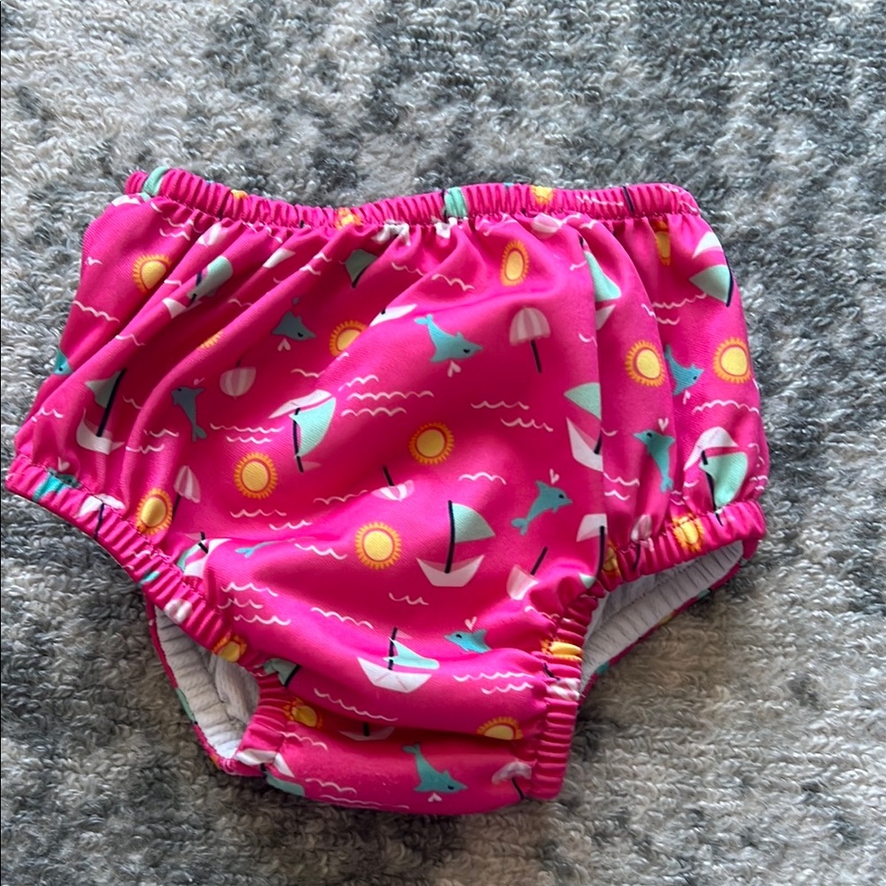 Pink Swim Diaper with Nautical Print